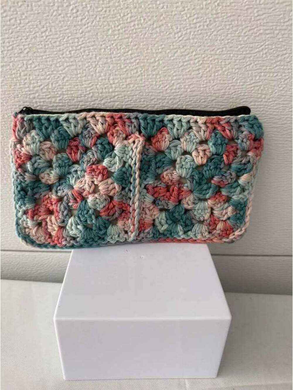 Handmade Crochet Granny Square Zipper Pouch